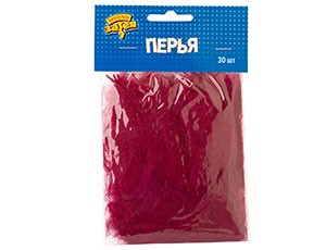 Вз Перья декоративные Бордовые, 10 см, 30 шт/G