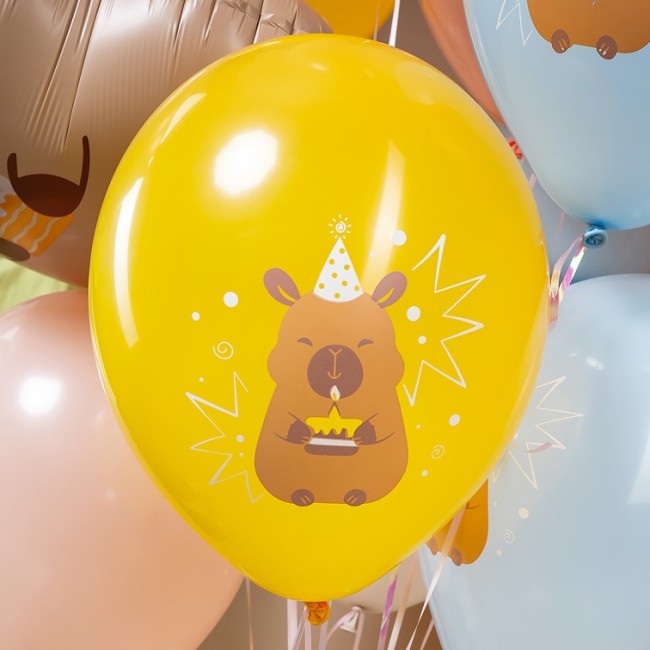 512 (12''/30 см) Капибары, С Днем Рождения!, Ассорти, пастель, 2 ст, 25 шт.