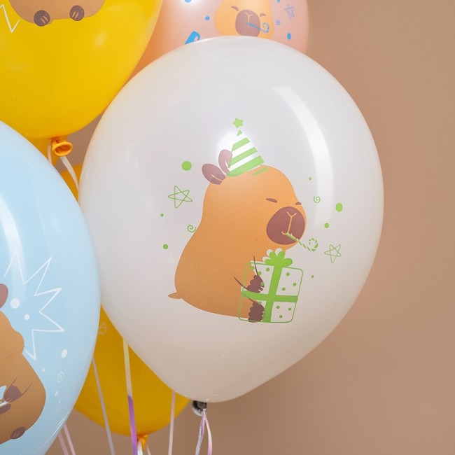 512 (12''/30 см) Капибары, С Днем Рождения!, Ассорти, пастель, 2 ст, 25 шт.