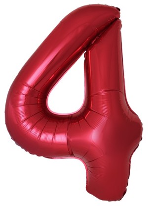 Fm (40''/102 см) Цифра, 4 Slim, Красный, Металлик, 1 шт. в уп.