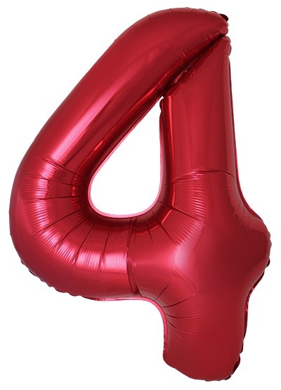 Fm (40''/102 см) Цифра, 4 Slim, Красный, Металлик, 1 шт. в уп.