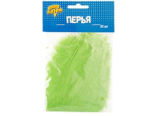 Вз Перья декоративные Зеленые, 10 см, 30 шт/G