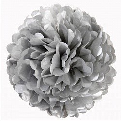 Бумажный помпон Серебро (14"/36 см) Бумажный помпон Серебро (14"/36 см)