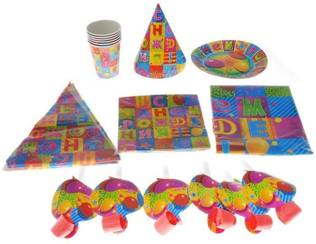 Набор для дня рождения Мозаика, 6 персон, 38 предметов