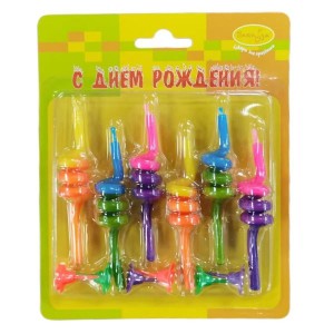 MС Свечи Пружинки 6шт с держателями 9см