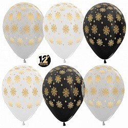 Sp (12''/30 см) Снежинки, Ассорти (005/080/390), пастель, 5 ст. 50 шт.