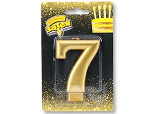 Свеча -цифра "7" Золотая 8см/V