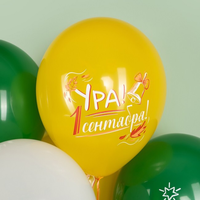 512 (12''/30 см) Ура, 1 Сентября!, Ассорти, пастель, 2 ст, 25 шт.