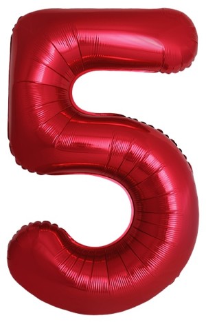 Fm (40''/102 см) Цифра, 5 Slim, Красный, Металлик, 1 шт. в уп.