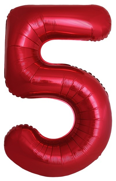 Fm (40''/102 см) Цифра, 5 Slim, Красный, Металлик, 1 шт. в уп.