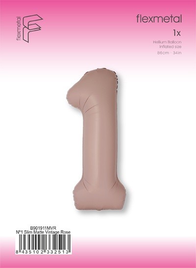 Fm (40''/102 см) Цифра, 1 Slim, Винтажная роза, Матовый, 1 шт.