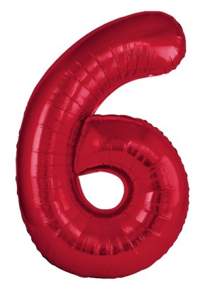 Fm (40''/102 см) Цифра, 6 Slim, Красный, Металлик, 1 шт. в уп.