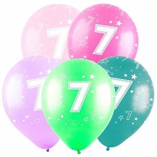 Вх (12"/30 см) Цифра "7", Ассорти Пастель, 5 ст. 50 шт.