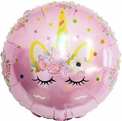 Fa (18"/46 см) Круг, Цветочный единорог, Розовый, 1 шт.