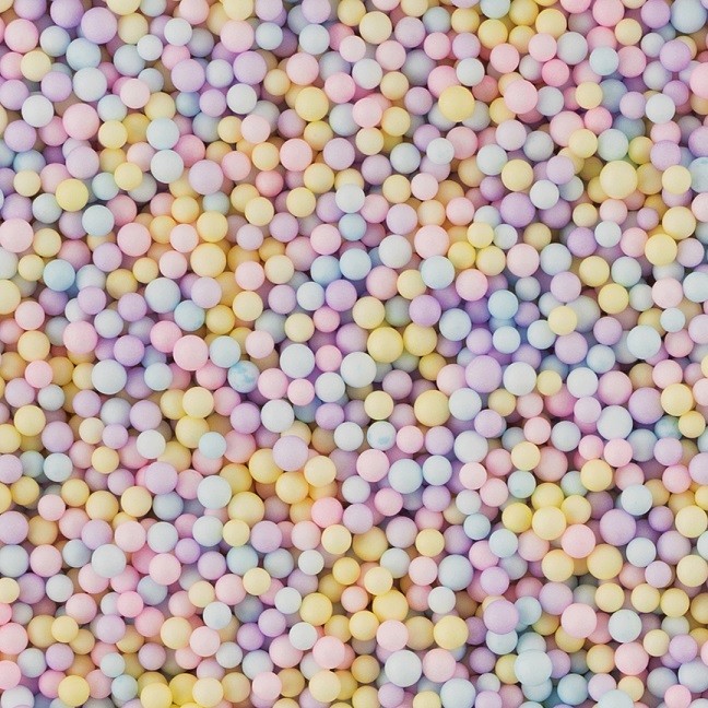 Шарики пенопласт, Цветной микс, Мультиколор, Макарунс, 2-4 мм, 10 гр.