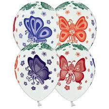 Bb (14''/35 см) /Шелкография пастель Бабочки 5цв, 25 шт.