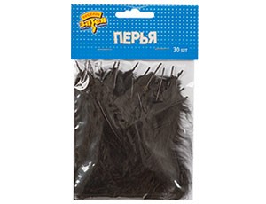 Вз Перья декоративные Черные, 10 см, 30 шт/G