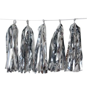 Гирлянда фольга "Тассел" Серебро, листы, 35 см*12 см, 10 шт.