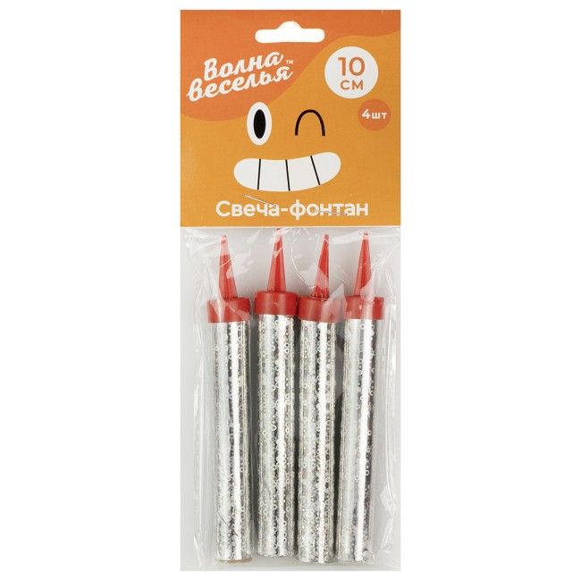 Свеча Фонтан для торта, 30 сек, Сверкающие искры, Голография, 10 см, 4 шт.