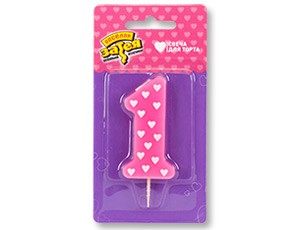 Свеча -цифра "1" 1-ый ДР Девочка/V