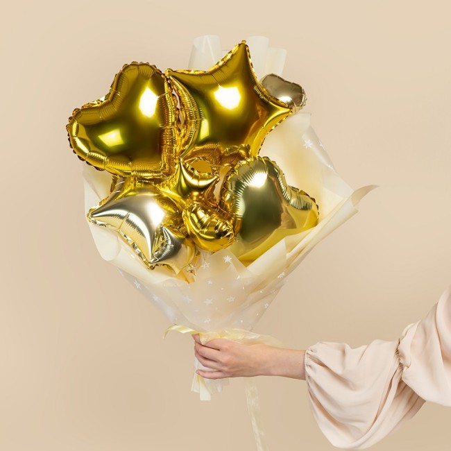 Fa (10''/25 см) Мини-сердце с клапаном, Белое золото, Металлик, 5 шт.