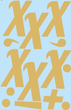 Наклейки буквы 10 см "Х" золото, 1 лист