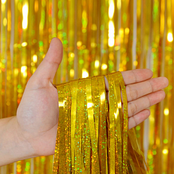 Занавес Дождик Золото, Голография, 100*200 см, 1 шт. Занавес Дождик Золото, Голография, 100*200 см, 1 шт.