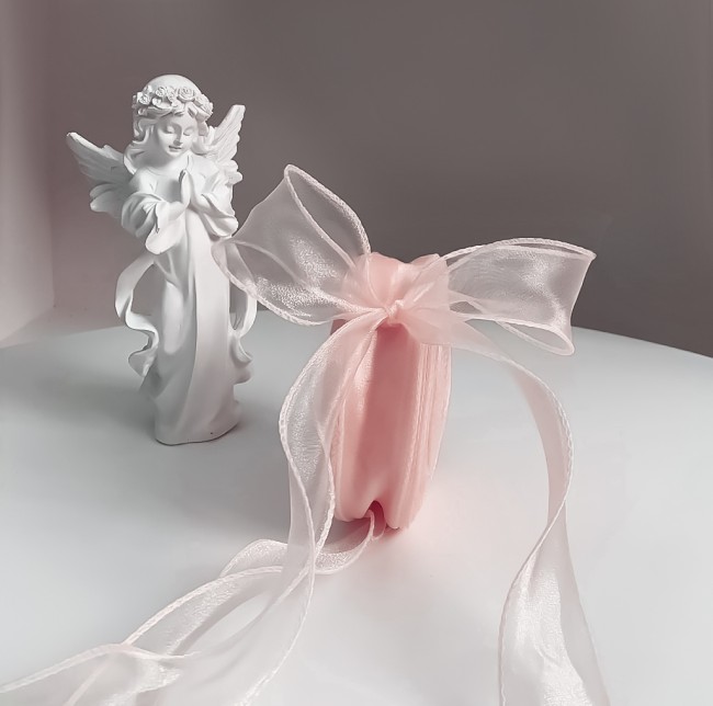 Лента декоративная (4 см*9,14 м) Органза с леской, Нежно-розовый, 1 шт.