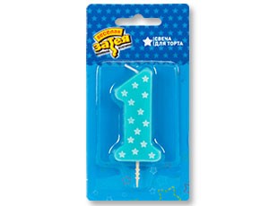 Свеча -цифра "1" 1-ый ДР Мальчик/V