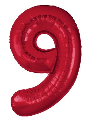 Fm (40''/102 см) Цифра, 9 Slim, Красный, Металлик, 1 шт. в уп.