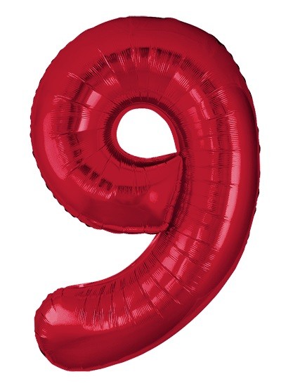 Fm (40''/102 см) Цифра, 9 Slim, Красный, Металлик, 1 шт. в уп.