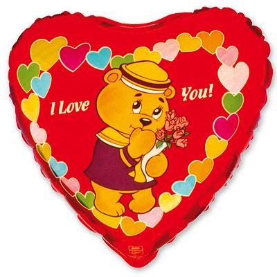 Fm (18''/46 см) /Сердце, ILY Медвежонок в сердечках, 1 шт.