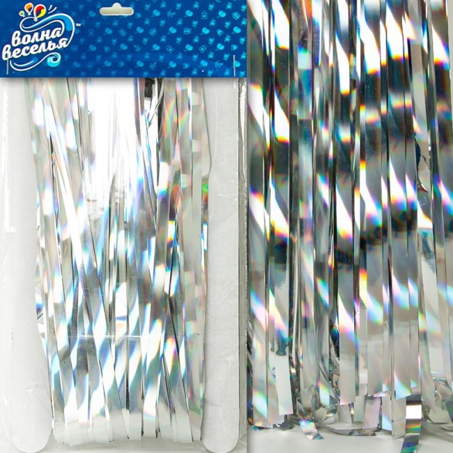 Занавес Дождик, Серебро, Голография, 100*200 см