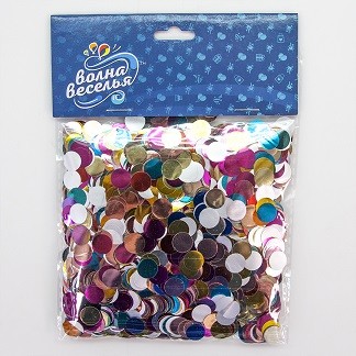Конфетти фольга Круг, Ассорти, Металлик, 1 см, 50 гр.