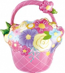 Fa (27"/69 см) Фигура, Цветочная корзинка, Розовый, 1 шт.