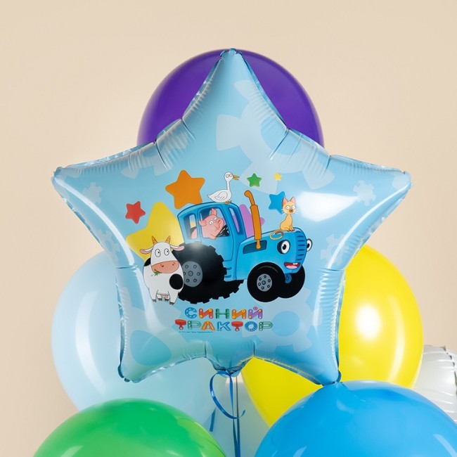 Fa (19''/48 см) Звезда, Синий трактор, С Днем Рождения!, 1 шт. в уп.