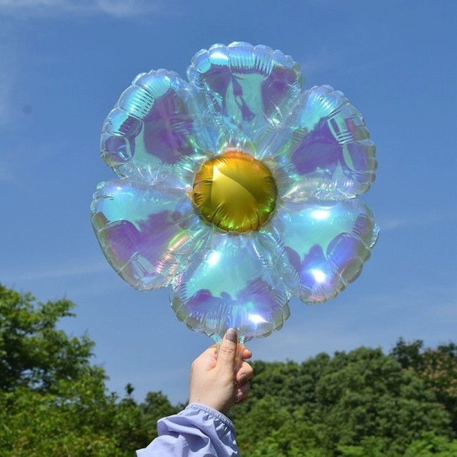 Fa (24''/61 см) Цветок, Ромашка (надув воздухом), Прозрачный, Хамелеон, 1 шт. в уп.