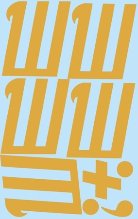 Наклейки буквы 10 см "Ш" золото, 1 лист