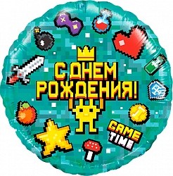 Fa (18"/46 см) Круг, Game Time, Пиксели, 1 шт. в упак.