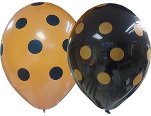 Bb (14''/35 см) /Шелкография пастель Горошек оран-чер, 25 шт.