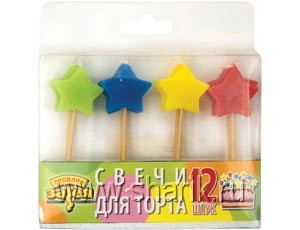 Свечи д/торта на пиках Звезда 12шт/A