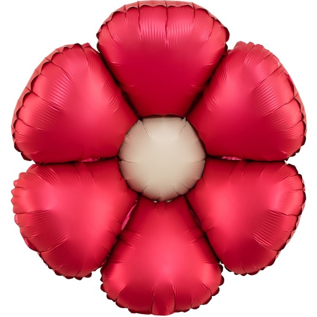 Fa (24''/61 см) Цветок, Ромашка (надув воздухом), Красный, Сатин, 1 шт.