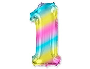Fm (40"/101 см) Цифра, 1, Радуга металлик , 1 шт.