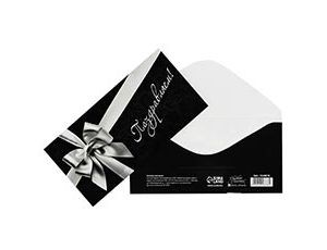 Конверт д/денег ПОЗДРАВЛЯЕМ Бант серебро, 10 шт.