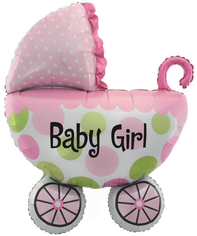 Fa (32"/81 см) Фигура, Коляска для девочки (надувается воздухом), Розовый, 1 шт.