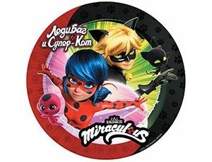 Набор тарелок Леди Баг 18 см черн-роз, 6 шт.