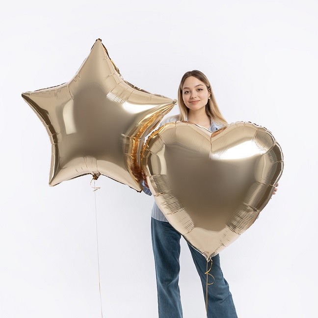 Ag (36''/91 см) Сердце, Шампань, 1 шт. в уп.