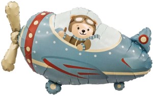 Ag (34''/86 см) Фигура, Самолет и мишка-пилот, 1 шт. в уп.