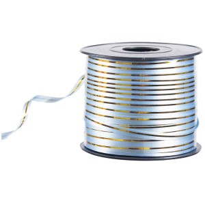 Лента с золотой полосой 5ммХ230м голубая/G