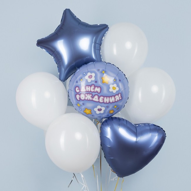 Ag (19''/48 см) Сердце, Лазурь, Сатин, 1 шт.